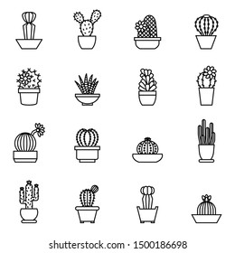 Cactus Succulent Icons Set Included Icons Stock Vector (Royalty Free ...