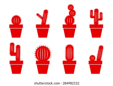 Cactus icons on white background