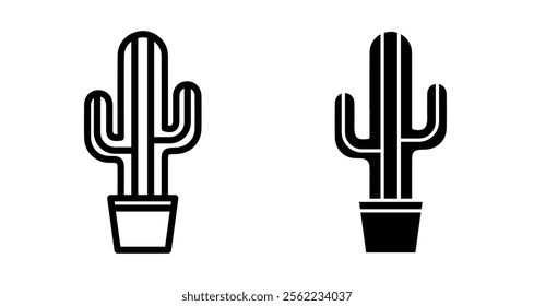 Cactus Icons pack in outlined and flat versions