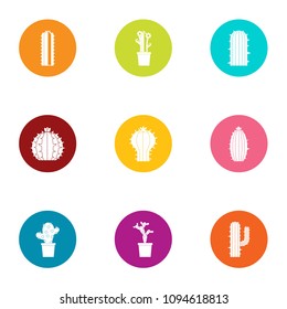 Cactus icons set. Flat set of 9 cactus vector icons for web isolated on white background