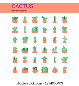 Cactus Icons Set. UI Pixel Perfect Well-crafted Vector Thin Line Icons. The illustrations are a vector.