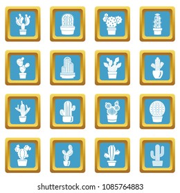 Cactus icons set vector sapphirine square isolated on white background 