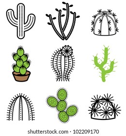 cactus icons vector set