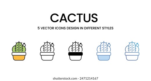 Cactus icons vector set stock illustration.