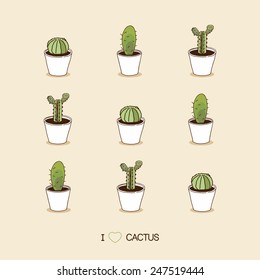 Cactus illustration background and postcard cover design in vector