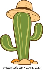 Cactus illustration, color vector funny