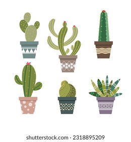 cactus illustration in flat cartoon style.