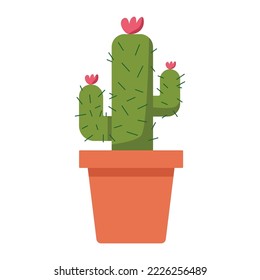 Cactus illustration flat style. simple vector cartoon plant