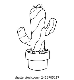 cactus illustration hand drawn outline sketch vector