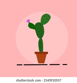 cactus illustration on pink background.