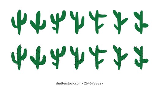 Cactus Illustration Pack Different Shapes and Poses