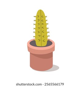 Cactus illustration. Potted cactus. Desert flora. Texas plant. Cacti. Succulent. Spine. Thorn.