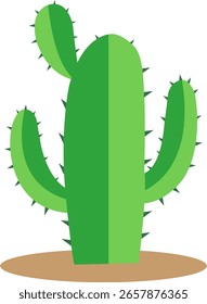 Ilustración de cactus con espinas afiladas en un icono de estilo plano