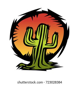 Cactus Illustration is a simple and striking vector illustration depicting a cactus on a warm day in the desert, with bright colors.