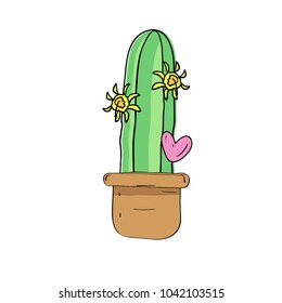 Cactus illustration in a  white background 