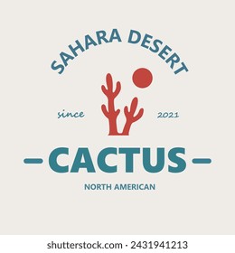 cactus illustration wild logo design simple concept.desert look