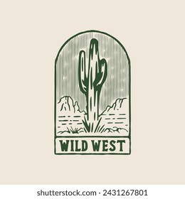 Kaktus-Illustration Wild West Design Wüste Vintage