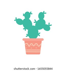 Cactus inside pot block gradient style icon design, Plant desert nature tropical summer mexico and western theme Vector illustration