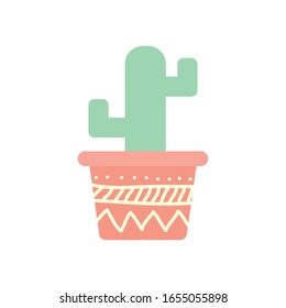 Cactus inside pot block gradient style icon design, Plant desert nature tropical summer mexico and western theme Vector illustration