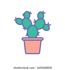 Cactus dentro de la línea de cacerolas y estilo de relleno diseño de icono, naturaleza del desierto vegetal mexico tropical de verano y tema occidental Ilustración vectorial