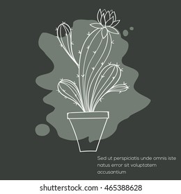 Cactus invitation card can be used for holiday cards, wedding invitation, postcard or website. Cactus vector invitation banner. Floral design. Art concept.