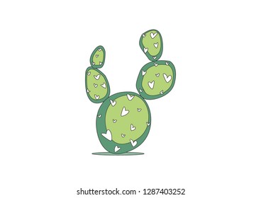 Cactus isolated on the white background. Cartoon style. Vector illustration.