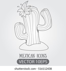 Cactus isolated outline drawing for coloring.