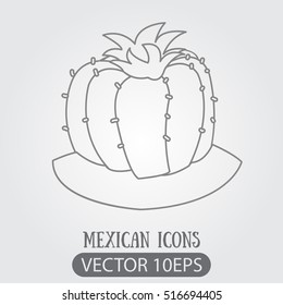 Cactus isolated outline drawing for coloring.