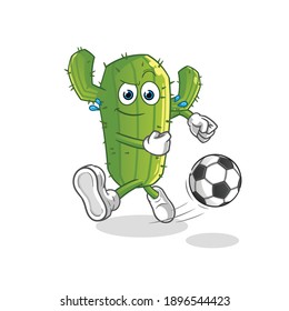 Cactus kicking the ball cartoon. cartoon mascot vector