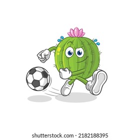 the cactus kicking the ball cartoon. cartoon mascot vector