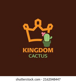 Cactus with king logo design vector graphic symbol icon sign illustration creative idea