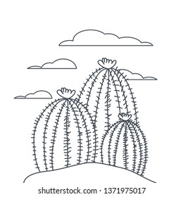 cactus in landscape isolated icon