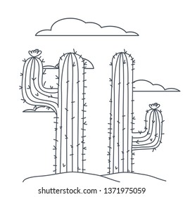 cactus in landscape isolated icon