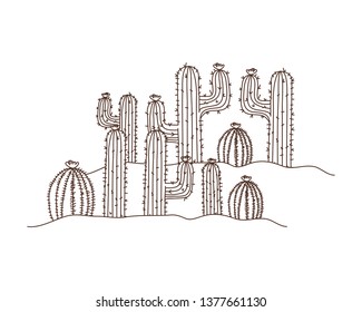 cactus in landscape isolated icon