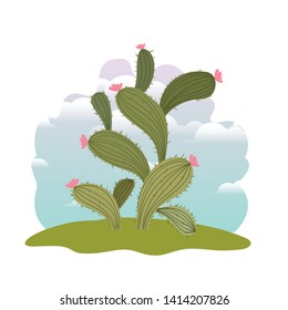 cactus in landscape isolated icon