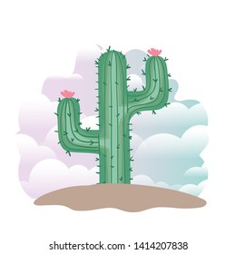 cactus in landscape isolated icon