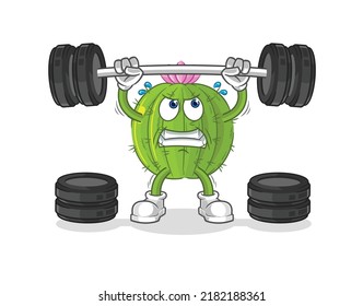 the cactus lifting the barbell character. cartoon mascot vector