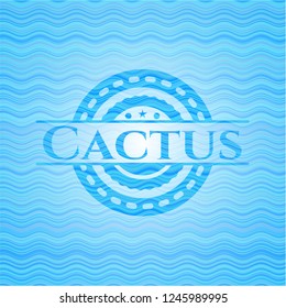 Cactus light blue water wave emblem.