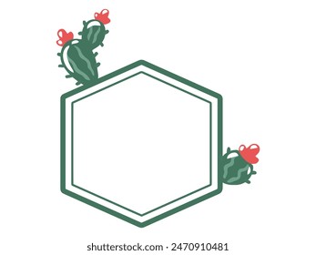 Cactus Line Art Frame Background