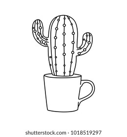 Cactus line art hand drawn.