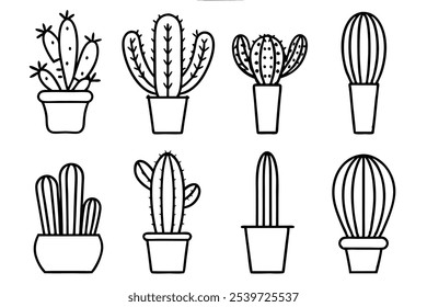 Cactus Line Art Illustrationen für Home Design