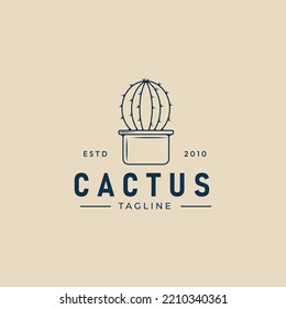 cactus line art logo, icon and symbol, vector illustration design