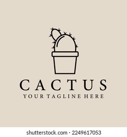 Cactus line art logo, icon and symbol, vector illustration design