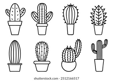 Cactus Line Art mostrando Arid Beauty em detalhes