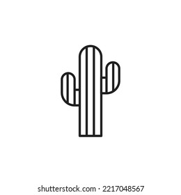 Cactus Line Icon Black And White