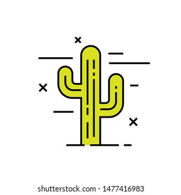 Cactus line icon. Green cacti symbol. Prickly plant sign. Vector illustration.