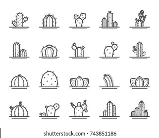 Cactus Line Icon Set