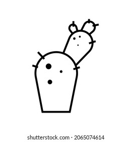 Cactus Line Icon Vector On White Background
