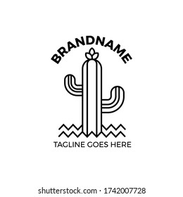 cactus line logo vector illustration