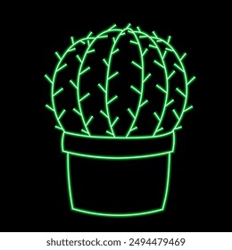 Cactus in line in neon effect